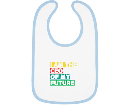 I am the CEO of My Future Baby Contrast Trim Jersey Bib - Image 3